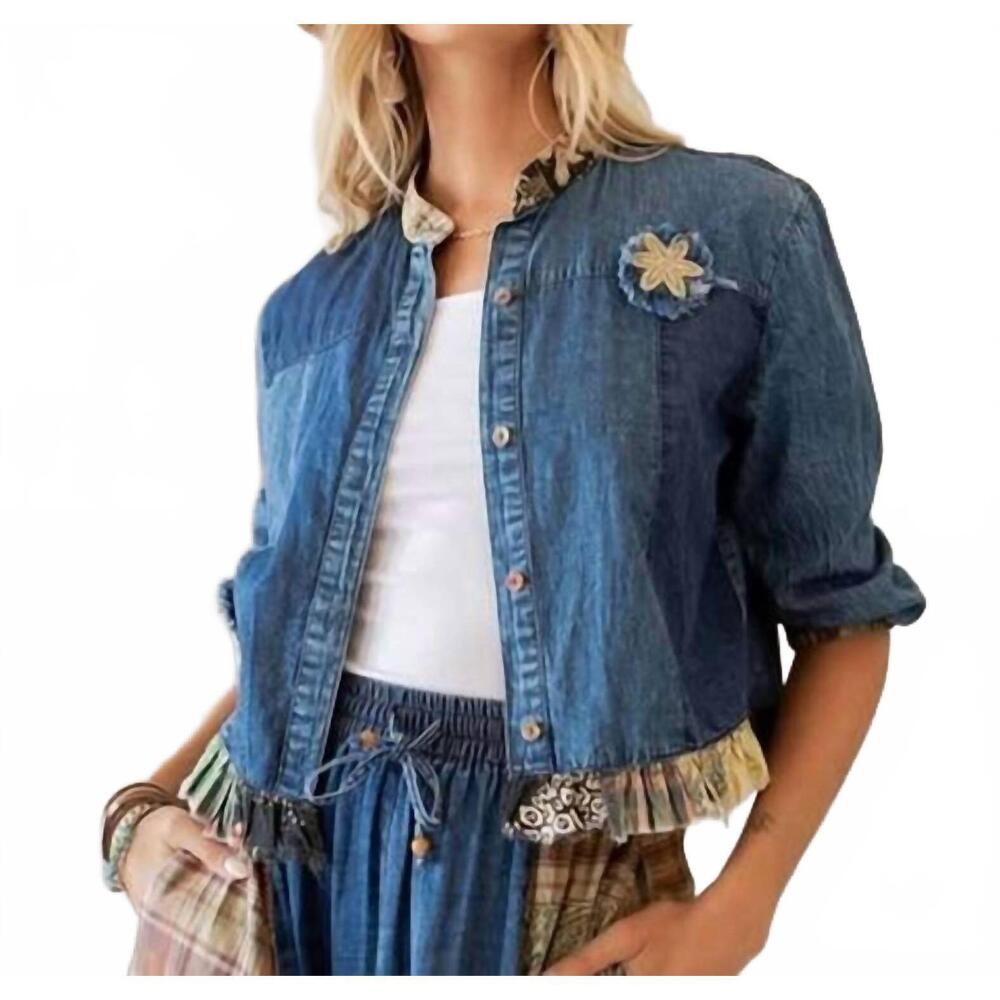 NEW YOUNG THREADS bloom patch jacket in denim blu… - image 2